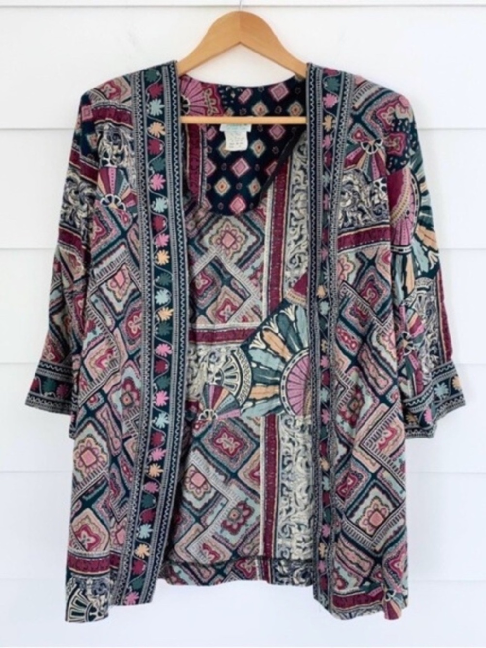 Vintage Lady Carol Petites Printed Open Front Jacket Cardigan 14P